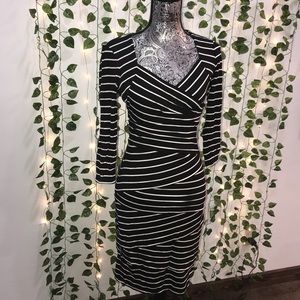 A black and white striped dress